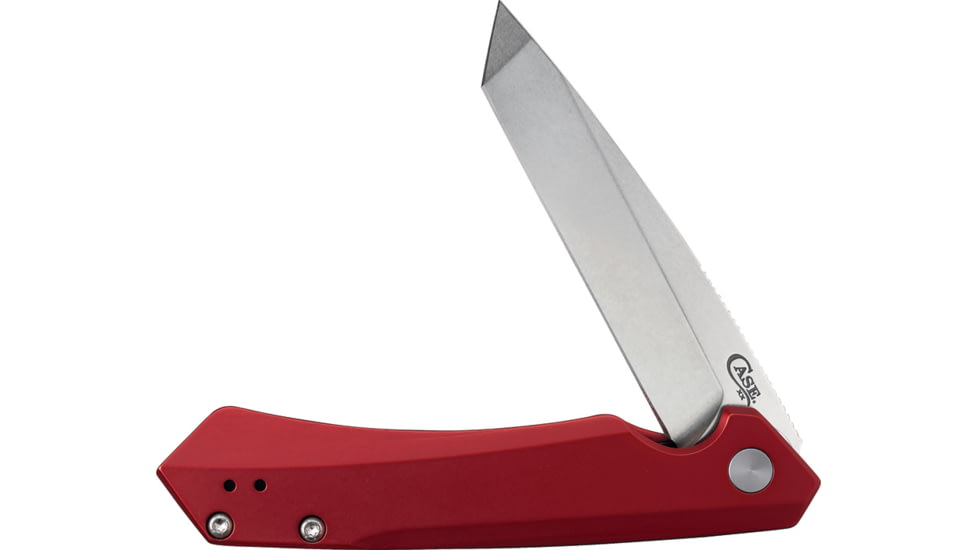Case Kinzua Folding Knife, 4.75in Closed, S35VN, 3.35in Stonewash Tanto Blade, Red Aluminum Handle, 64664