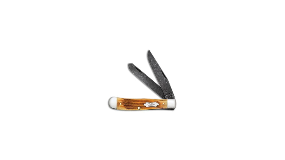 Case Knives Case Knives Trapper Knife 4.1" Burnt Goldenrod Second Cut Bone 6254DAM 52420, Tan, Damascus, adult, BHQ-193063