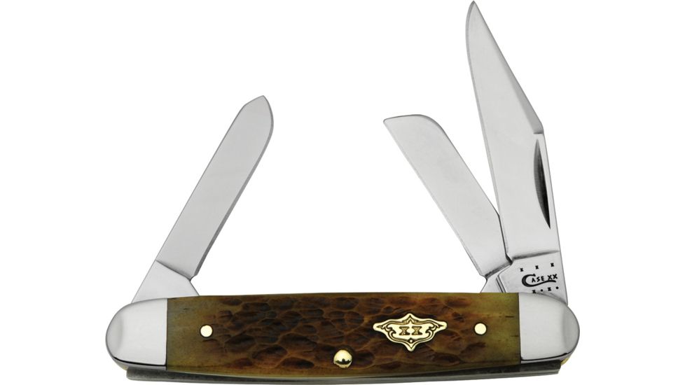 Case Medium Stockman Folding Knife,Clip,Sheepsfoot and Spey Blade,Dark Amber Honeycomb Jigged Bone Handle CA89083