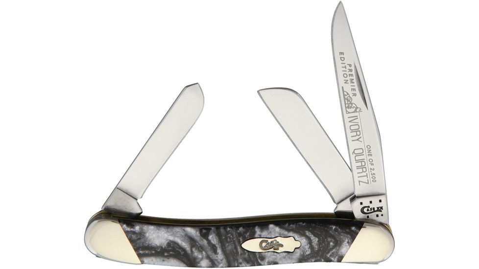 Case Medium Stockman Ivory Quartz Folding Knife,Stainless Steel,Clip,Spey and Sheepsfoot,Ivory Quartz,Corelon Handle CAS9318IQ