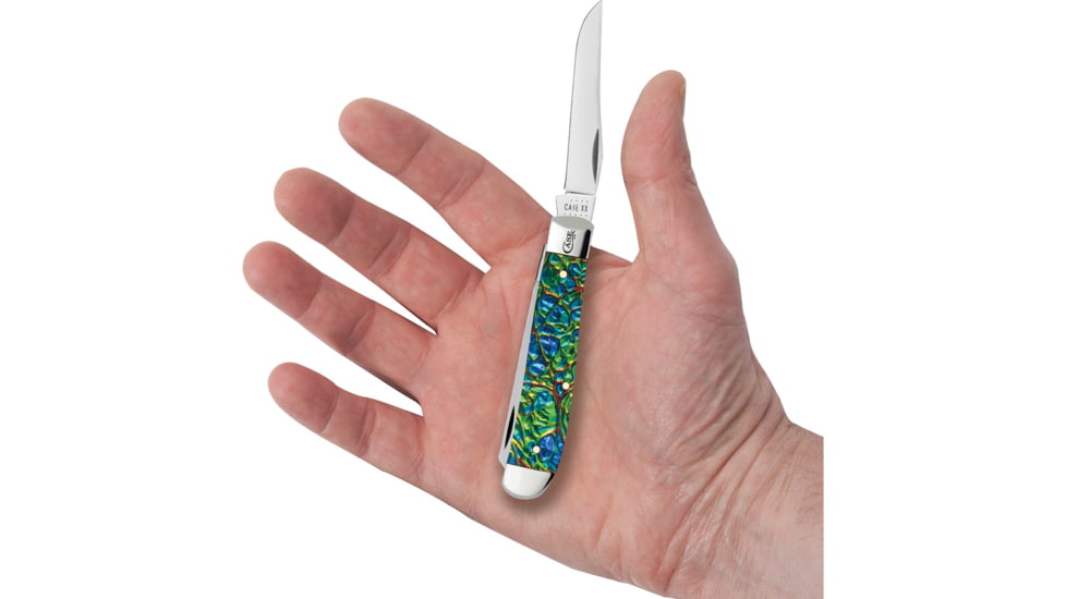 Case Mini Trapper Black Sea Folding Knife, 3.5in Closed, Mirror Clip/Spey Blades, Black Sea Dichrolam Handle, 25116