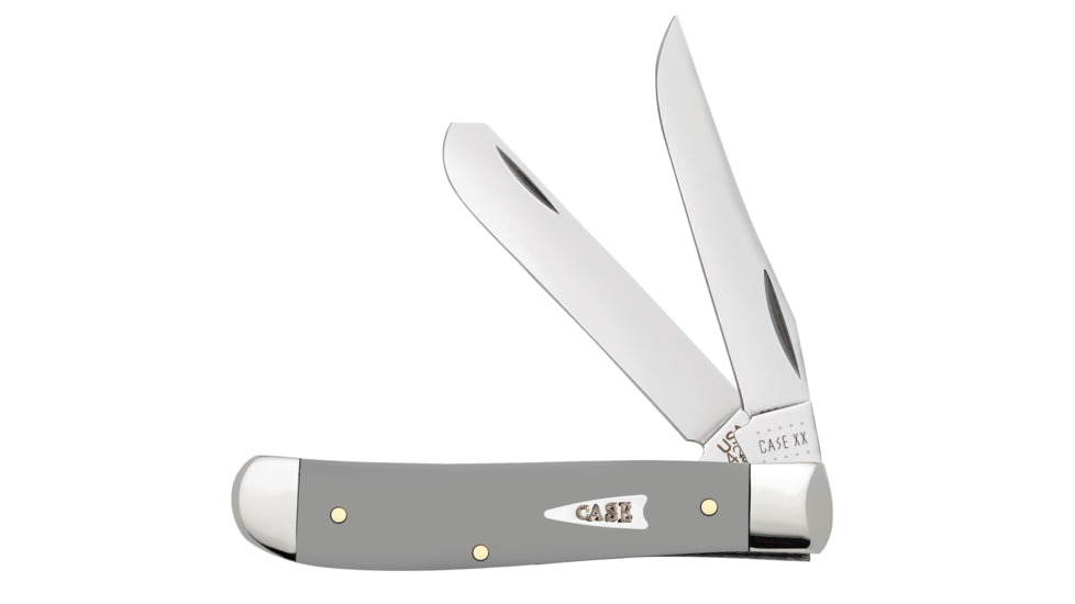 Case Mini Trapper Folding Knife, 3.5in, 4207 SS, Clip/Spey Blades, Gray, 32592