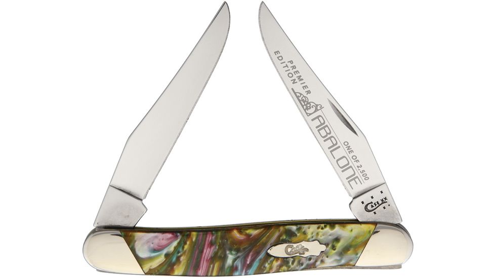 Case Muskrat Abalone Folding Knife,Stainless Steel,Twin Clip,Abalone,Corelon Handle CAS9200AB