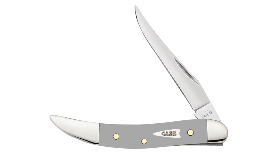Case Small Texas Toothpick Folding Knife, 3in, 410096 SS, Clip-point Blade, Gray, 32596