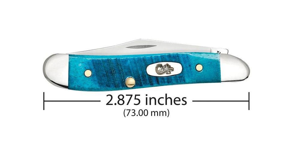 Case Caribbean Blue Bone - Sawcut Jig Peanut Folding Knive, Surgical Steel Clip and Pen Blades, Caribbean Blue Bone Handle, 2.875in Closed, 25596