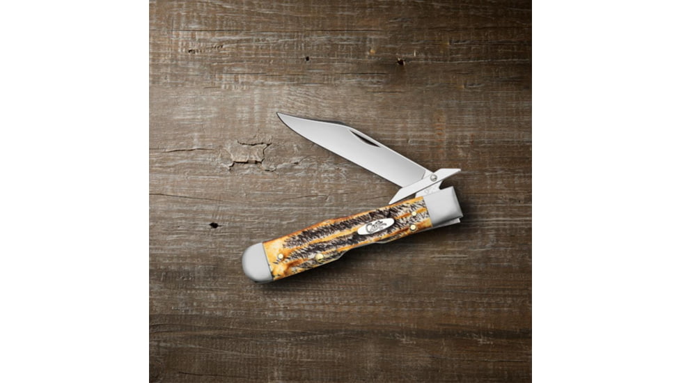 Case Cheetah Folding Knife, 4.38 in, Tru-Sharp Surgical Steel, Case 6.5 BoneStag Handle, 65319