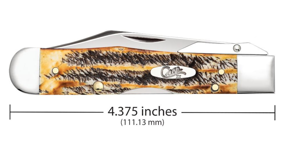 Case Cheetah Folding Knife, 4.38 in, Tru-Sharp Surgical Steel, Case 6.5 BoneStag Handle, 65319