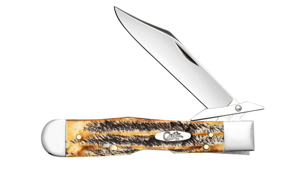 Case Cheetah Folding Knife, 4.38 in, Tru-Sharp Surgical Steel, Case 6.5 BoneStag Handle, 65319
