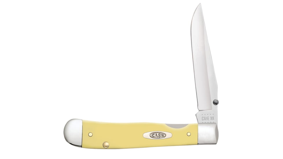 Case Kickstart TrapperLock Folding Knife, 4.13 in, Tru-Sharp Surgical Steel, Yellow Synthetic Handle, 81094