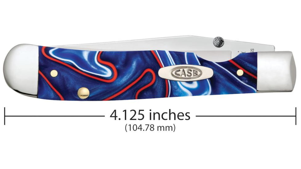 Case Kickstart TrapperLock Folding Knife w/Pocket Clip, 4.13 in, Tru-Sharp Surgical Steel, Patriotic Kirinite Handle, 11218