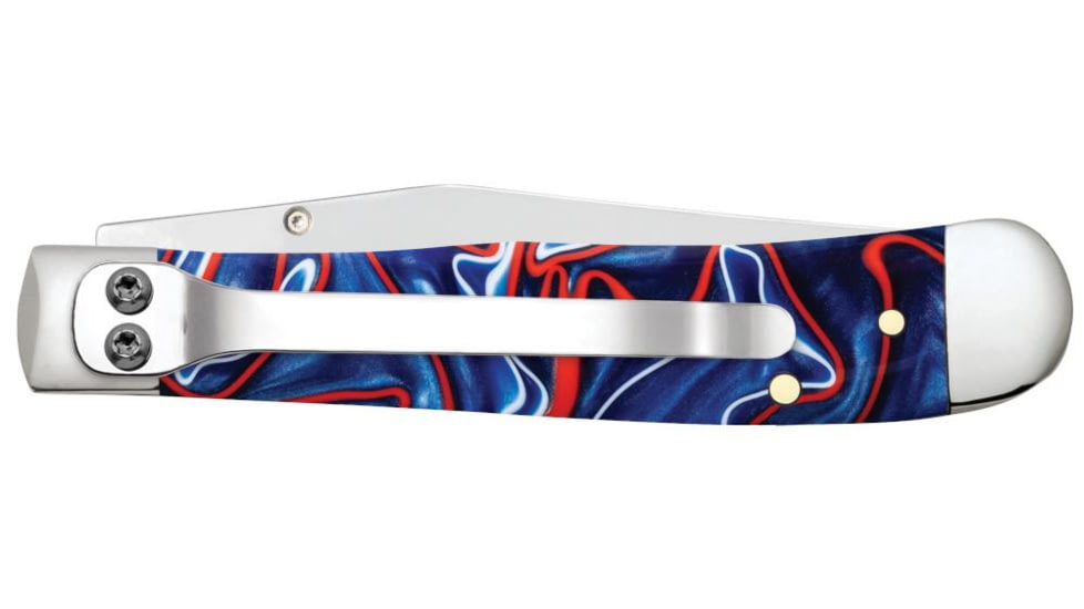 Case Kickstart TrapperLock Folding Knife w/Pocket Clip, 4.13 in, Tru-Sharp Surgical Steel, Patriotic Kirinite Handle, 11218