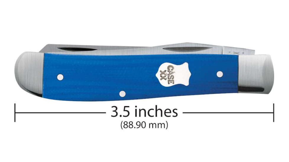 Case Mini Trapper Folding Knife, 3.5 in, Tru-Sharp Surgical Steel, Blue G-10 Handle, 16741