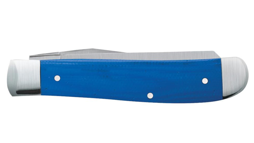 Case Mini Trapper Folding Knife, 3.5 in, Tru-Sharp Surgical Steel, Blue G-10 Handle, 16741