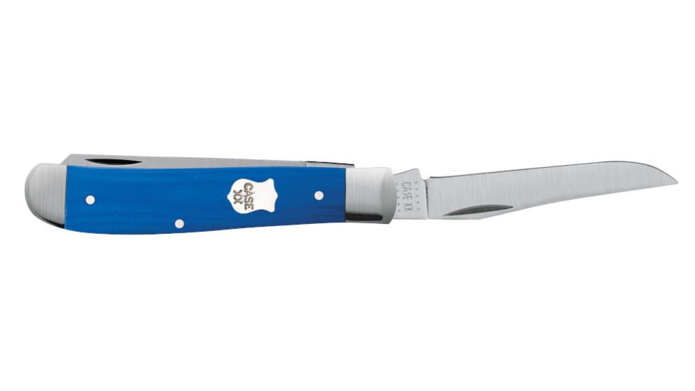 Case Mini Trapper Folding Knife, 3.5 in, Tru-Sharp Surgical Steel, Blue G-10 Handle, 16741