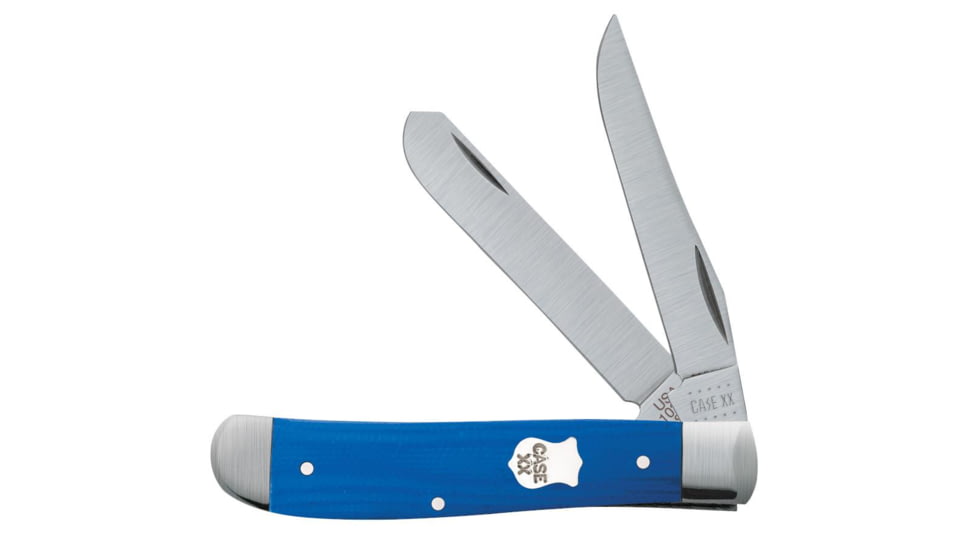 Case Mini Trapper Folding Knife, 3.5 in, Tru-Sharp Surgical Steel, Blue G-10 Handle, 16741