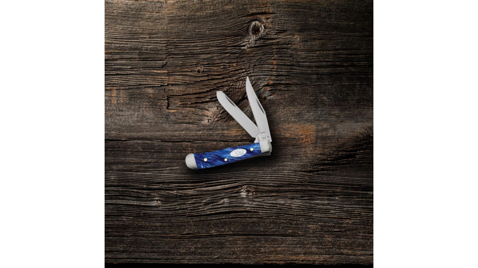 Case Tiny Trapper Folding Knife, 2.38 in, Tru-Sharp Surgical Steel, Blue Pearl Kirinite Handle, 23440