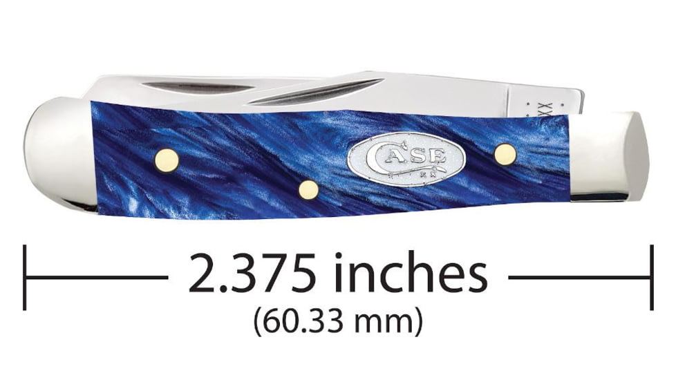 Case Tiny Trapper Folding Knife, 2.38 in, Tru-Sharp Surgical Steel, Blue Pearl Kirinite Handle, 23440