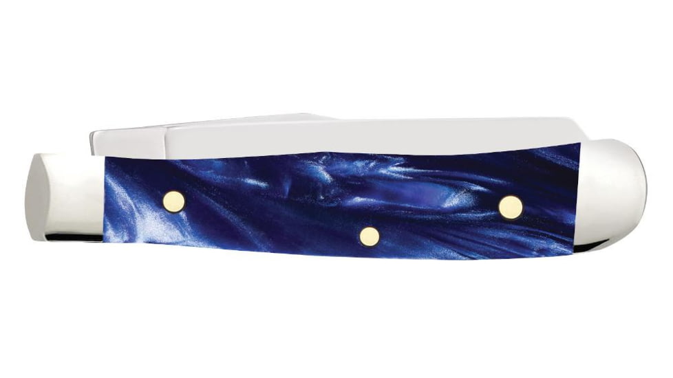 Case Tiny Trapper Folding Knife, 2.38 in, Tru-Sharp Surgical Steel, Blue Pearl Kirinite Handle, 23440