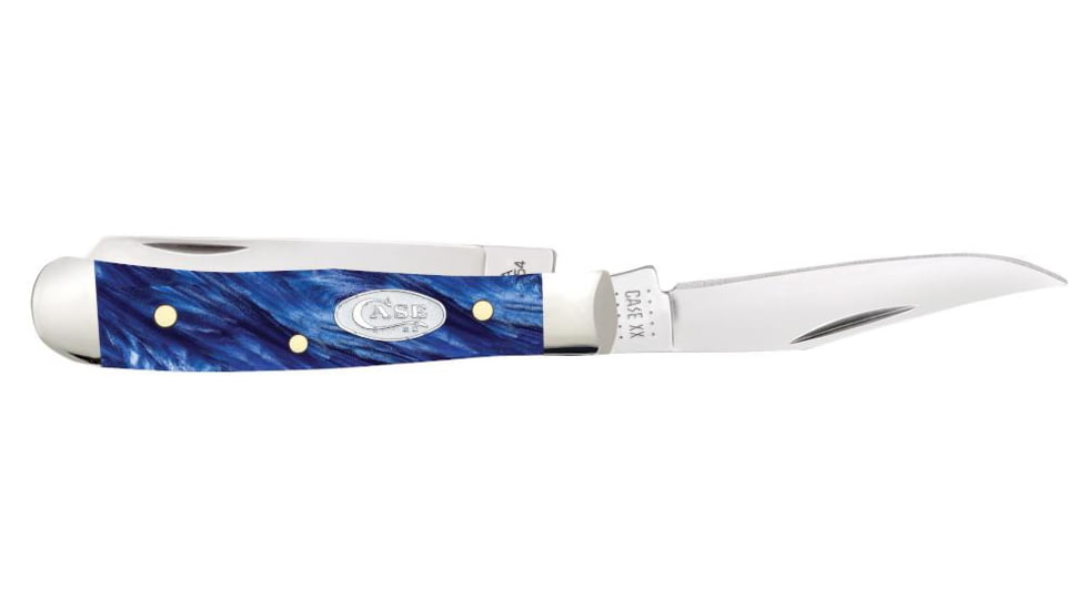 Case Tiny Trapper Folding Knife, 2.38 in, Tru-Sharp Surgical Steel, Blue Pearl Kirinite Handle, 23440