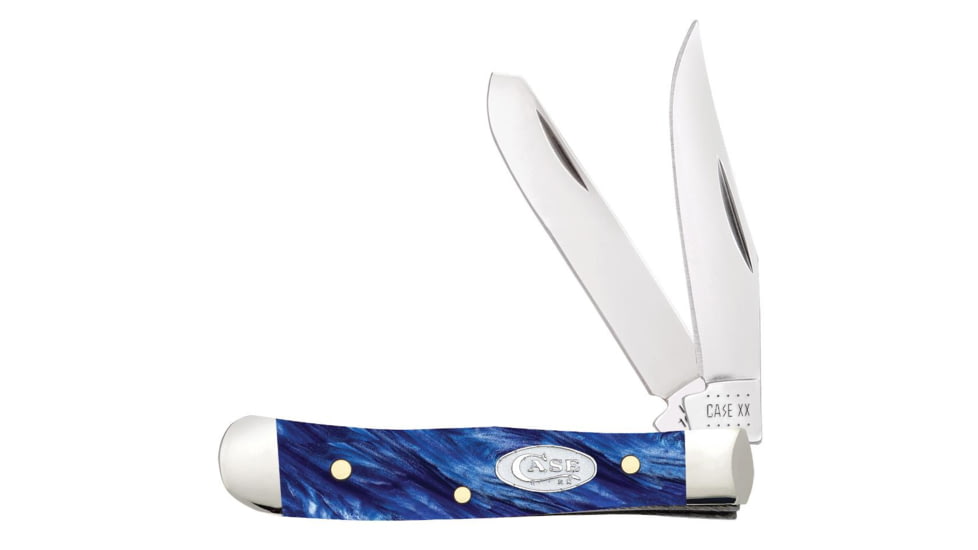 Case Tiny Trapper Folding Knife, 2.38 in, Tru-Sharp Surgical Steel, Blue Pearl Kirinite Handle, 23440