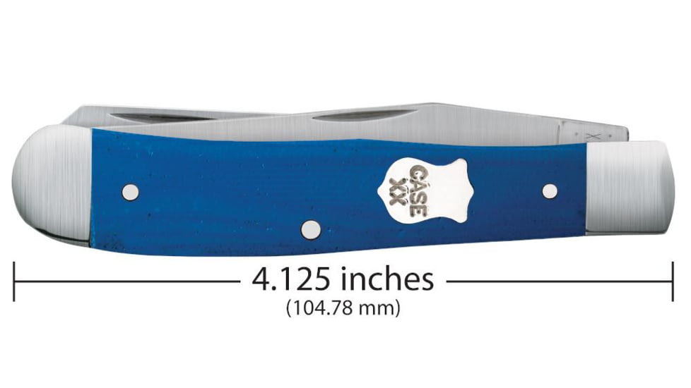 Case Trapper Folding Knife, 4.13 in, Tru-Sharp Surgical Steel, Blue G-10 Handle, 16740