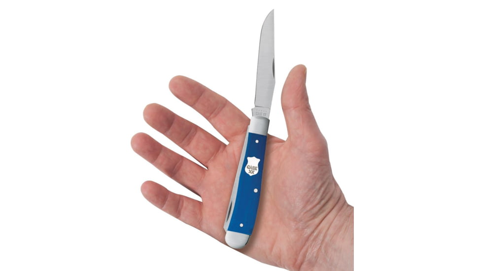 Case Trapper Folding Knife, 4.13 in, Tru-Sharp Surgical Steel, Blue G-10 Handle, 16740
