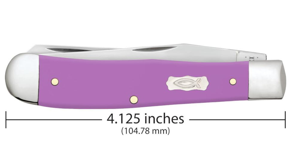 Case Trapper Folding Knife, 4.13 in, Tru-Sharp Surgical Steel, Ichthus Purple Synthetic Handle, 39160
