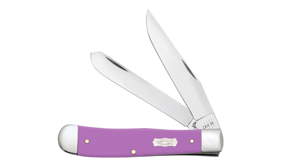 Case Trapper Folding Knife, 4.13 in, Tru-Sharp Surgical Steel, Ichthus Purple Synthetic Handle, 39160