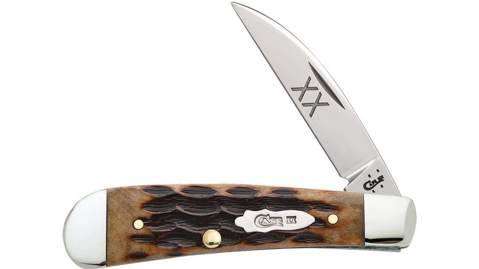Case Sway Back Heritage Molasses Folding Knife,Stainless Steel,Standard Edge,Wharncliffe,Mirror Polish,Brown,Dark Molasses Heritage Jigged Bone Handle, 31637