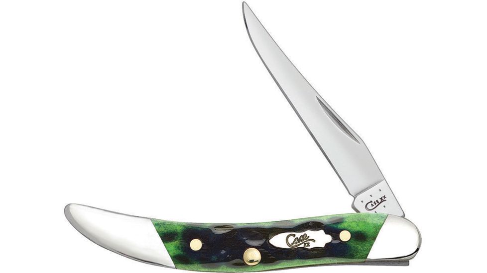 Case Texas Toothpick Hunter Green Folding Knife,Stainless Steel,Standard Edge,Long Clip,Mirror Polish,Hunter Green,Jigged Bone Handle CA70491