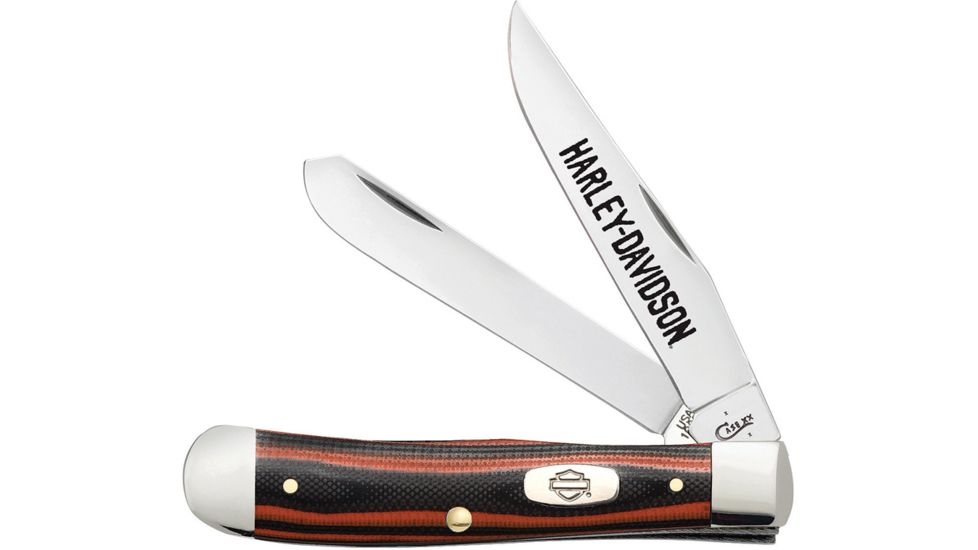 Case Trapper 10254 SS Orange/Black Folding Knife,Clip and Spey,Orange and Black,G10 Handle CA52167