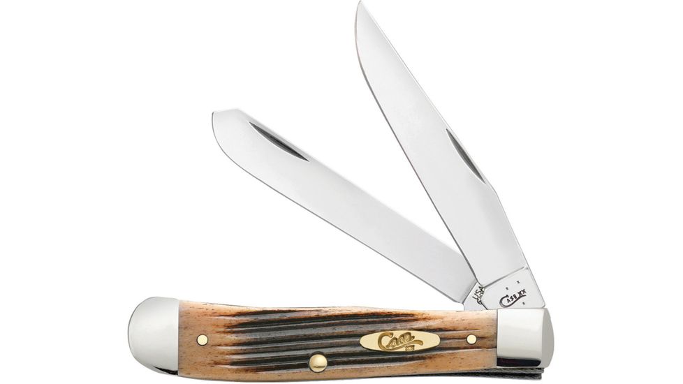 Case Trapper Black Cherry Bone Folding Knife,Stainless Steel,Standard Edge,Clip and Spey,Mirror Polish,Black Cherry,Jigged Bone Handle CA57610
