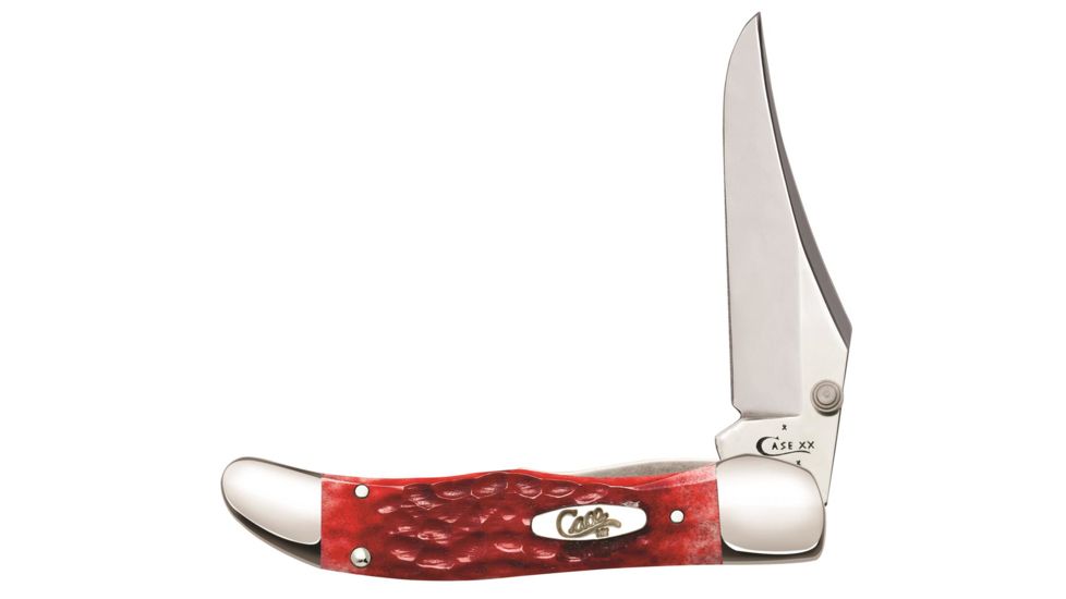 Case Tru-Sharp Blade / Dark Red Bone CV Handle Kickstart Assisted Opening Mid-Folding Hunter, 4 in closed, 7003