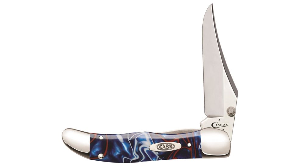 Case Tru-Sharp Blade / Patriotic Kirinite Handle Kickstart Assisted Opening Mid-Folding Hunter, 4 in closed, 11216