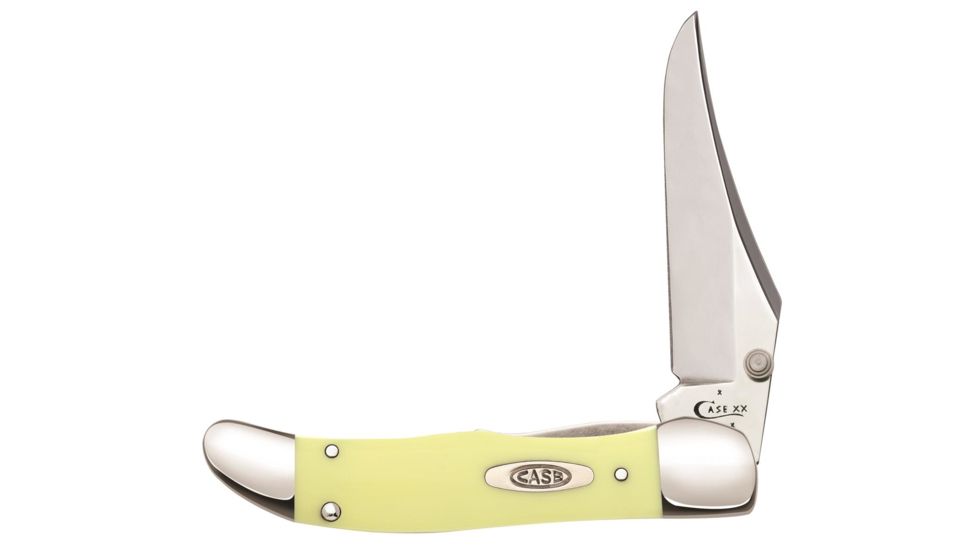 Case Tru-Sharp Blade / Yellow SS Handle Kickstart Assisted Opening Mid-Folding Hunter, 4 in closed, 80265