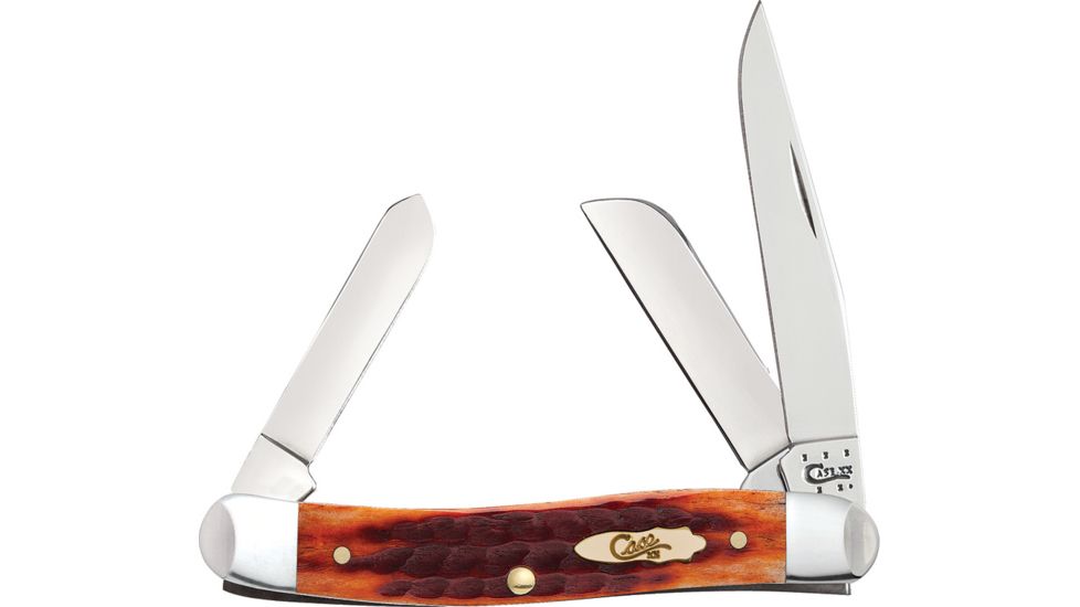 Case Whiskey Bone Med Stockman Folding Knife,Stainless Steel,Clip,Spey and Sheepsfoot,Whiskey Bone Handle CA11900