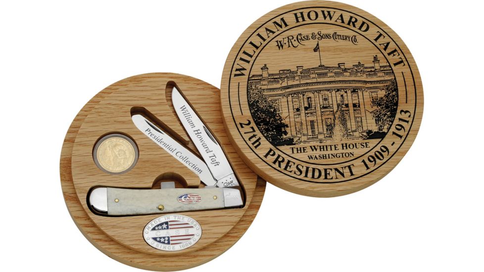 Case William Howard Taft Folding Knife,4.125in closed,Clip and Spey Blade,White Handle CA09696