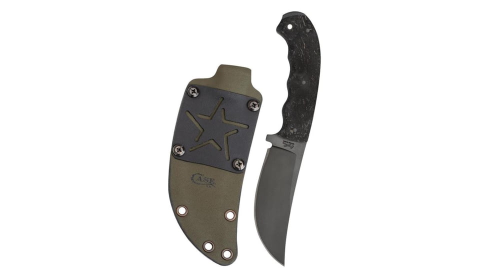 Case Winkler Fixed Blade Knife, 4.5in, 80CRV2, Hambone Blade, Caswell Finish, Winkler Black Textured Rubber Handle, Case Winkler Hambone, 43178