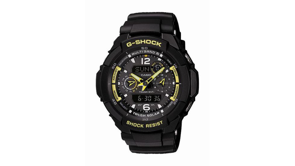 Casio G Shock Tough Solar Aviation Watch, BLK/YLW, small GW3500B-1A