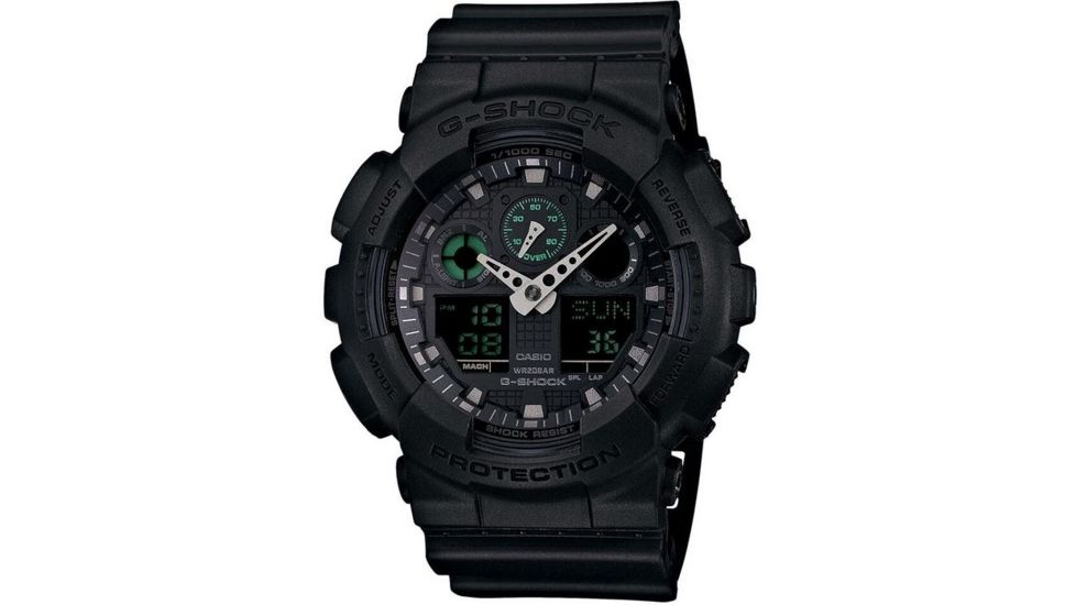 Casio Tactical Military Series G-Shock with Green Accents Watch, Black GA100MB-1A