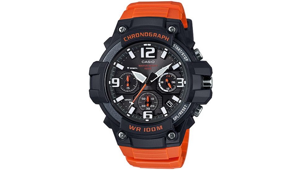 Casio Outdoor Mens Heavy Duty Sport Analog Chronograph Watch, Orange MCW100H-4AV