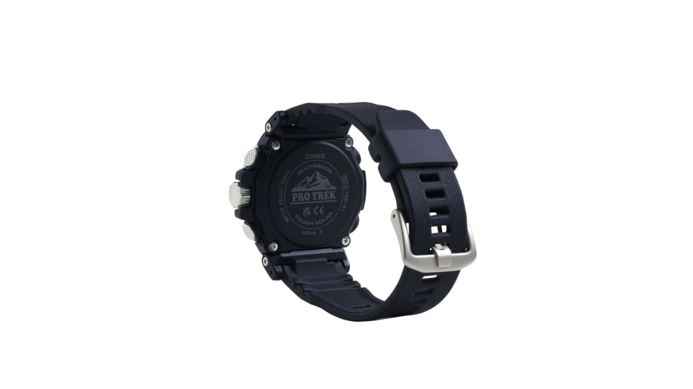 Casio Outdoor Pro Trek Solar Powered Triple Sensor Word Time Watch w/Biomas Plastic Case and Strap - Mens, Black, One Size, PRW-61-1A