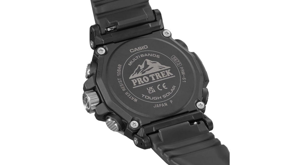 Casio Outdoor Pro Trek Solar Powered Triple Sensor Word Time Watch w/Biomas Plastic Case and Strap - Mens, Black, One Size, PRW-61-1A