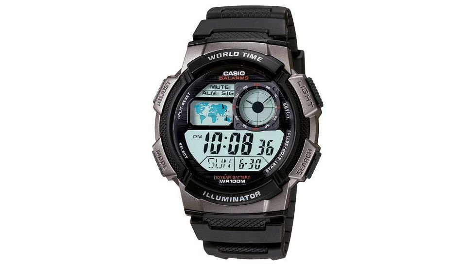 Casio Outdoor SPORT DIGITAL-10 YR BATT - WORLD TIME, Black AE1000W-1BVCF