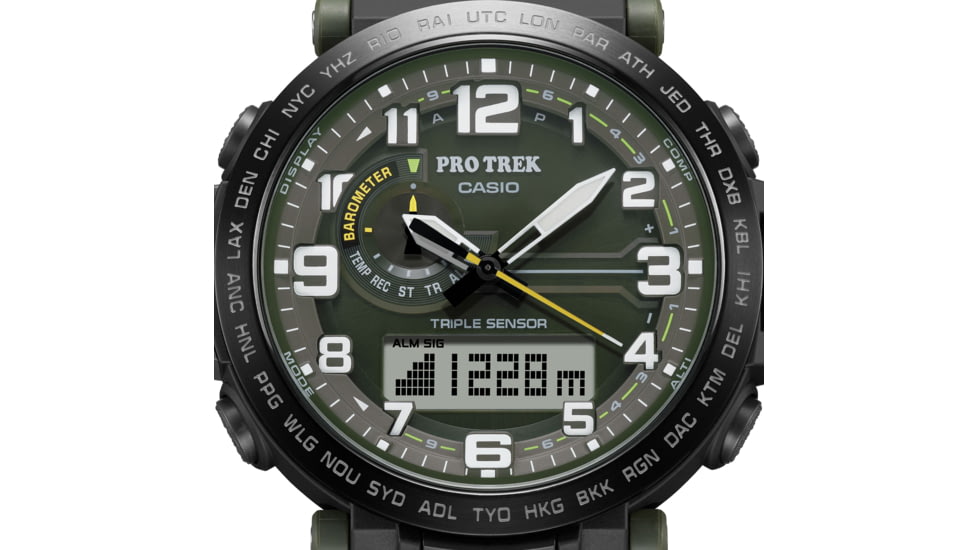 Casio PRO TREK Tough Solar Triple Sensor Watch - Mens, Green, PRG601YB-3