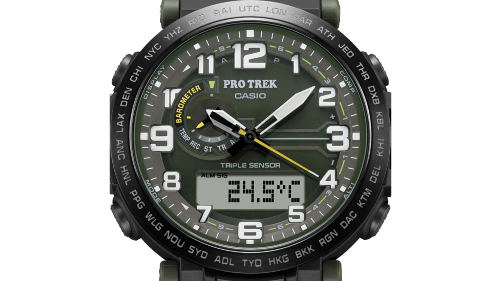 Casio PRO TREK Tough Solar Triple Sensor Watch - Mens, Green, PRG601YB-3