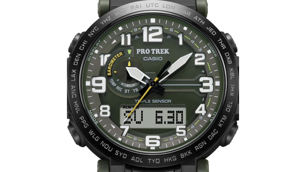 Casio PRO TREK Tough Solar Triple Sensor Watch - Mens, Green, PRG601YB-3