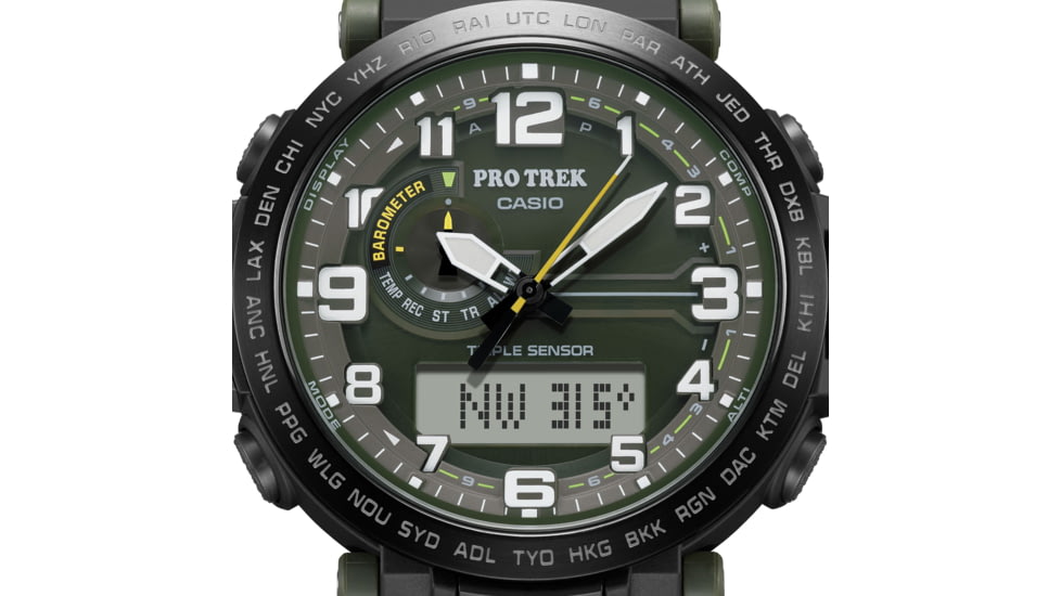 Casio PRO TREK Tough Solar Triple Sensor Watch - Mens, Green, PRG601YB-3