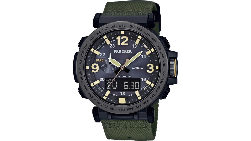 Casio Tactical Pro Trek Solar AtomicTriple Sensor Watch, Black Face w Black Band, Adjustable, PRG-600YB-3CR