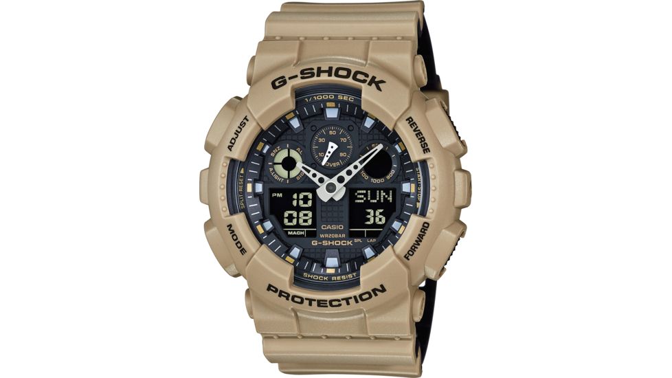 Casio Tactical G-Shock Analog-Digital Watch, Tan, Adjustable, GA100L-8A